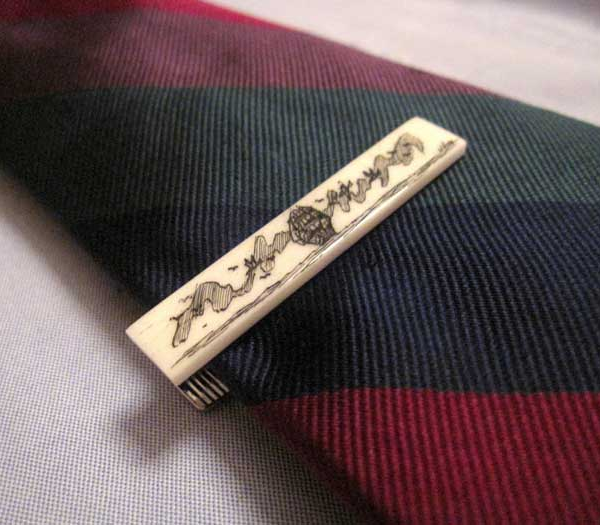 I love this scrimshaw tie clip
