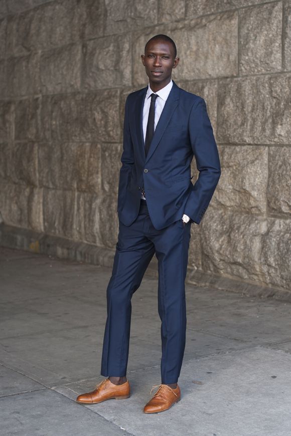 dark blue suit with shoes