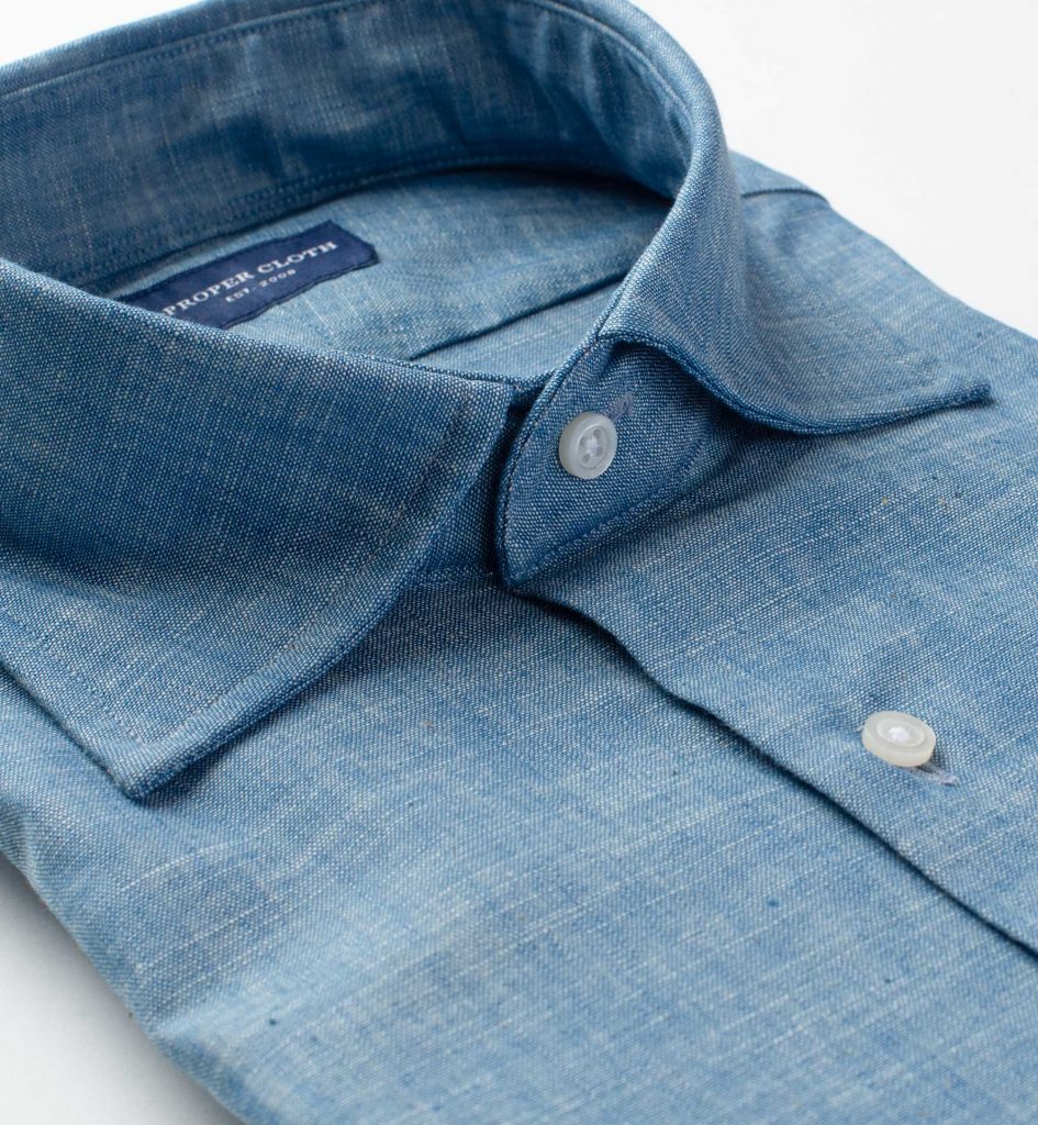 Washed Blue Chambray Linen Shirt by Proper Cloth