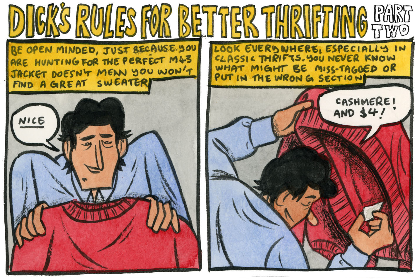 Style & Fashion Drawings: Dick's Rules for Better Thrifting